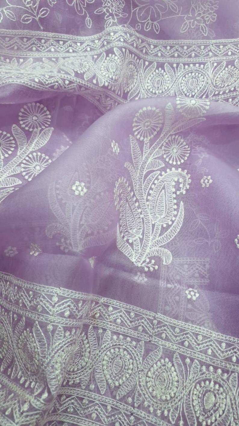 Zynah Pure Organza Chikankari Saree in Pastel Shades; stitched readymade blouse,fall,petticoat,available in USA /& worldwide