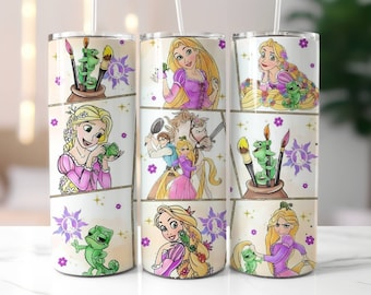 Rapunzel Skinny Tumbler with Lid and Straw, Straight 20oz Skinny Tumbler, Disney Travel Cup, Gifts for Her, Disney Lover