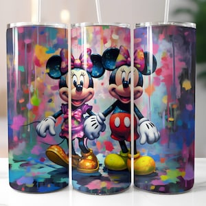 Mickey Minnie Skinny Tumbler with Lid and Straw, Straight 20oz Skinny Tumbler, Disney Travel Cup, Disney Lover