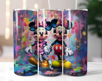 Mickey Minnie Skinny Tumbler with Lid and Straw, Straight 20oz Skinny Tumbler, Disney Travel Cup, Disney Lover