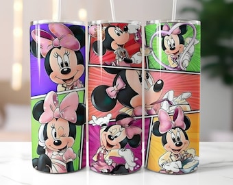 Minnie Skinny Tumbler with Lid and Straw, Straight 20oz Skinny Tumbler, Disney Travel Cup, Gifts for Her, Disney Lover