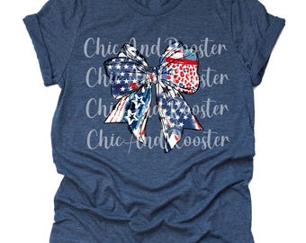 4th of July Bow Shirt, Red White Blue Big Bow Tee, Cute July 4th Women Shirt, Stars and Stripes Bow Shirt, 4th of July shirt for women