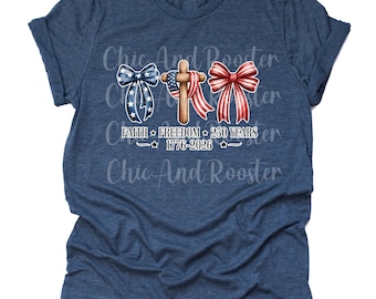 Glaube Freiheit 250 Frauen Shirt Patriotische Bögen Kreuz USA Christian 4. Juli 250 Feier Unabhängigkeitstag Grafik T-Shirt