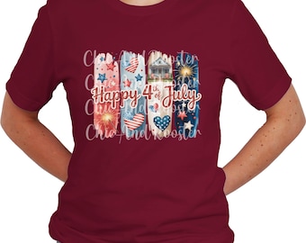 4th of July Brushstroke Shirt, Patriotic Paint Stroke Tee, Artistic Graphic Tee, American Flag Brush Strokes Shirt, Summer Patriotic Art Tee