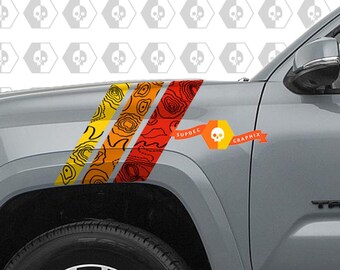 Topographic Topo Style Retro Vintage Stripes fit to TRD SR5 Sport PRO Side fit to Toyota Tacoma Decal Graphics 2016 - 2020 new
