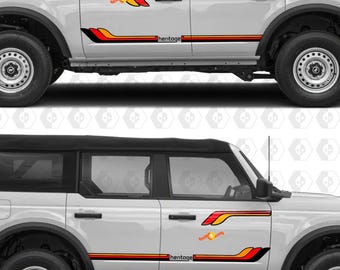 Calcomanías de rayas de carreras para puertas laterales de Ford Bronco, estilo retro vintage