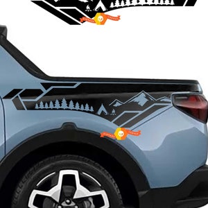 2x Mountains Camper Trees edition BedSide Side Vinyl Stickers Decal for Hyundai Santa Cruz