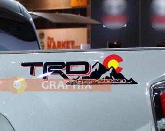 Calcomanías de vinilo TRD Off Road – Bandera de Colorado al atardecer para Toyota Tacoma Tundra FJ Cruiser