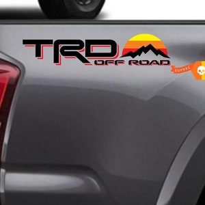 New TRD 4x4 Off road with Mountains Vintage Sunset Retro Old Style Side Vinyl Stickers Decal fit to Tacoma Tundra 4Runner - 9164