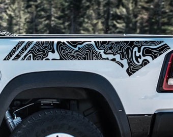 Pair of Topographic Map Truck Vinyl Bed Decal bed Graphic for Rebel 2021+