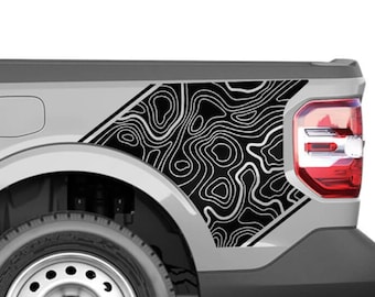 Pair MAVERICK Topographic Map Graphics Stickers Bed Side Decals