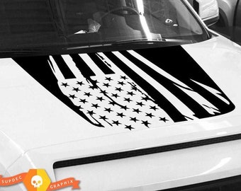 Calcomanía de la bandera de Hood USA Distressed ajuste a TUNDRA 2014 2015 2016 2017 2018 gráficos