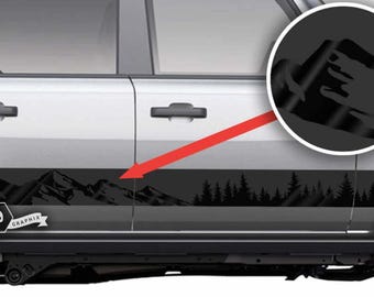 Pegatinas de vinilo para puertas con diseño de franjas estilo bosque y montañas para Ford Bronco