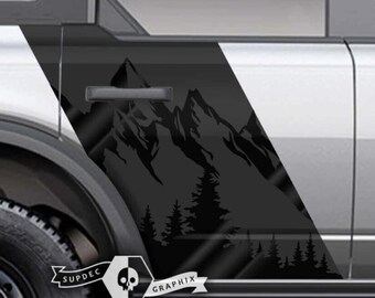 Pegatinas de vinilo para puertas con diseño de franjas anchas estilo bosque de montaña para Ford Bronco