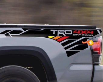Side decals stickers TRD 4x4 Off Road with Vintage Retro Stripes for Tacoma