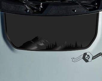 Mountains and Trees Hood Decal Sticker for Bronco (Black Matte and Gloss)