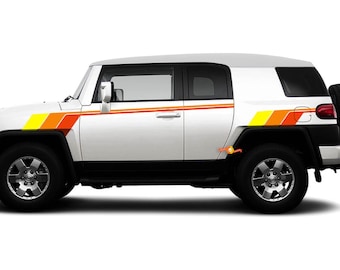 Vintage Retro Stripes Door Front Rear Fender Decals Stickers Graphics For Toyota FJ Cruiser
