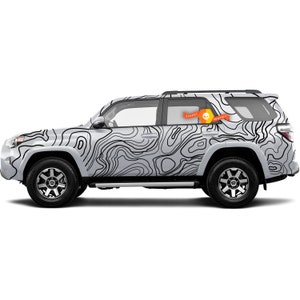 Full body Topographic map contour Topo map Vinyl Decals graphics sticker fit to 4Runner