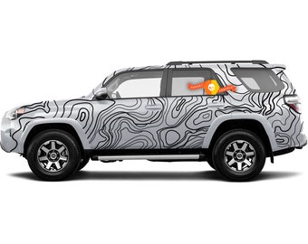 Full body Topographic map contour Topo map Vinyl Decals graphics sticker fit to 4Runner
