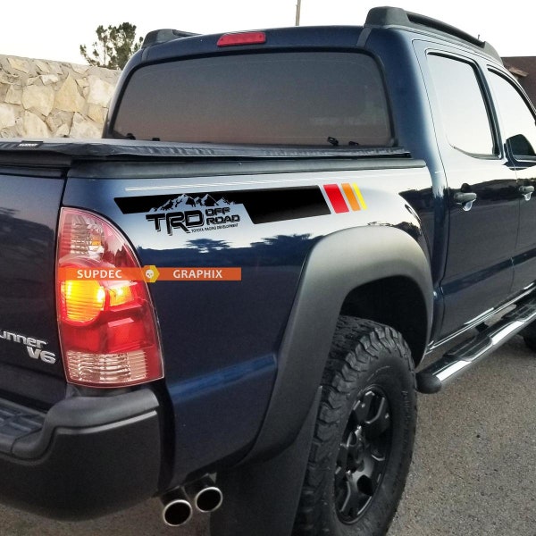 Pair TRD Off Road Sport Mountains Vintage stripes for Tacoma Side Vinyl Stickers Decal fit to Toyota Tacoma 2005–2020 --  9069