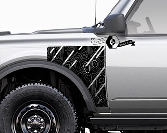 Topographic map Everglades Style Side Panel Decals Stickers for Bronco