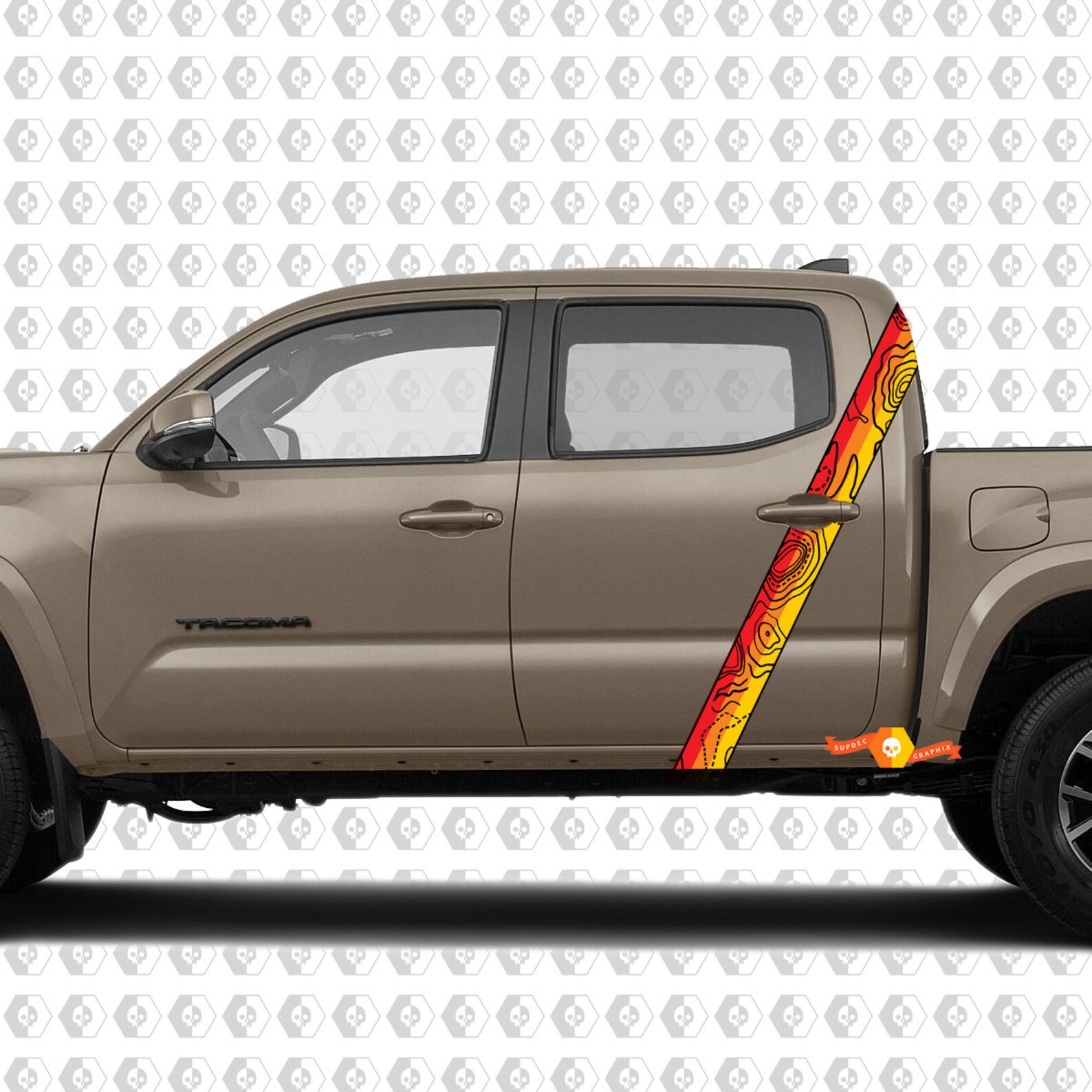 Stripe Decal Sticker With Topographic Map Vintage Colors for TRD off ...