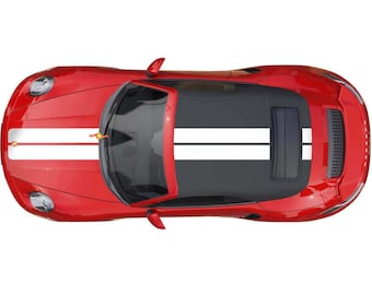 Pegatinas decorativas de doble franja para el techo y el capó del Porsche 911 Turbo S 2026