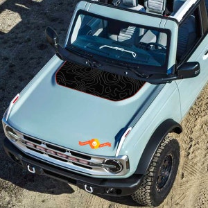Topographic map Hood Decals Stickers Bronco Style 2 colors