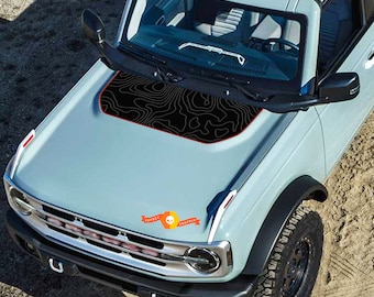 Topographic map Hood Decals Stickers Bronco Style 2 colors