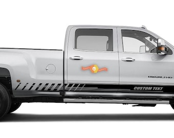 Racing Checkered Stripes Door Rocker Panel Vinyl Decals Stickers for GMC Sierra 3500HD