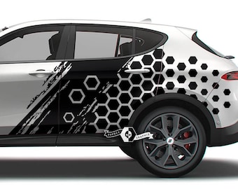 2x side Grunge Honeycomb Vinyl  body decal Graphics fit to Hornet