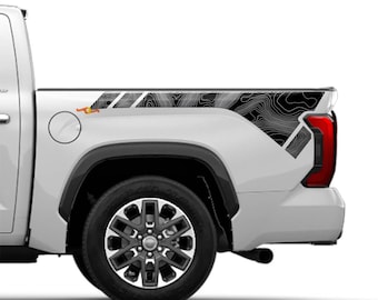 Topographic Style Rear Side Vinyl Decal For Toyota Tundra 2022+