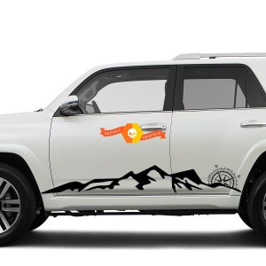 Side Mountains and Compass Rocker side travel Vinyl Sticker Decal fit to Toyota 4Runner 16-20 TRD -  9138