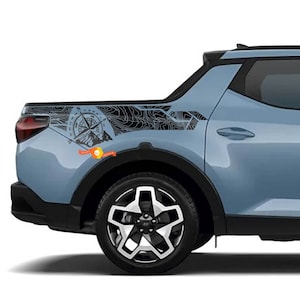 2x Compass Topographic Map edition BedSide Side Vinyl Stickers Decal for Hyundai Santa Cruz