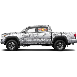 Full body Topographic map contour Topo map Vinyl Decals graphics sticker fit to Tacoma