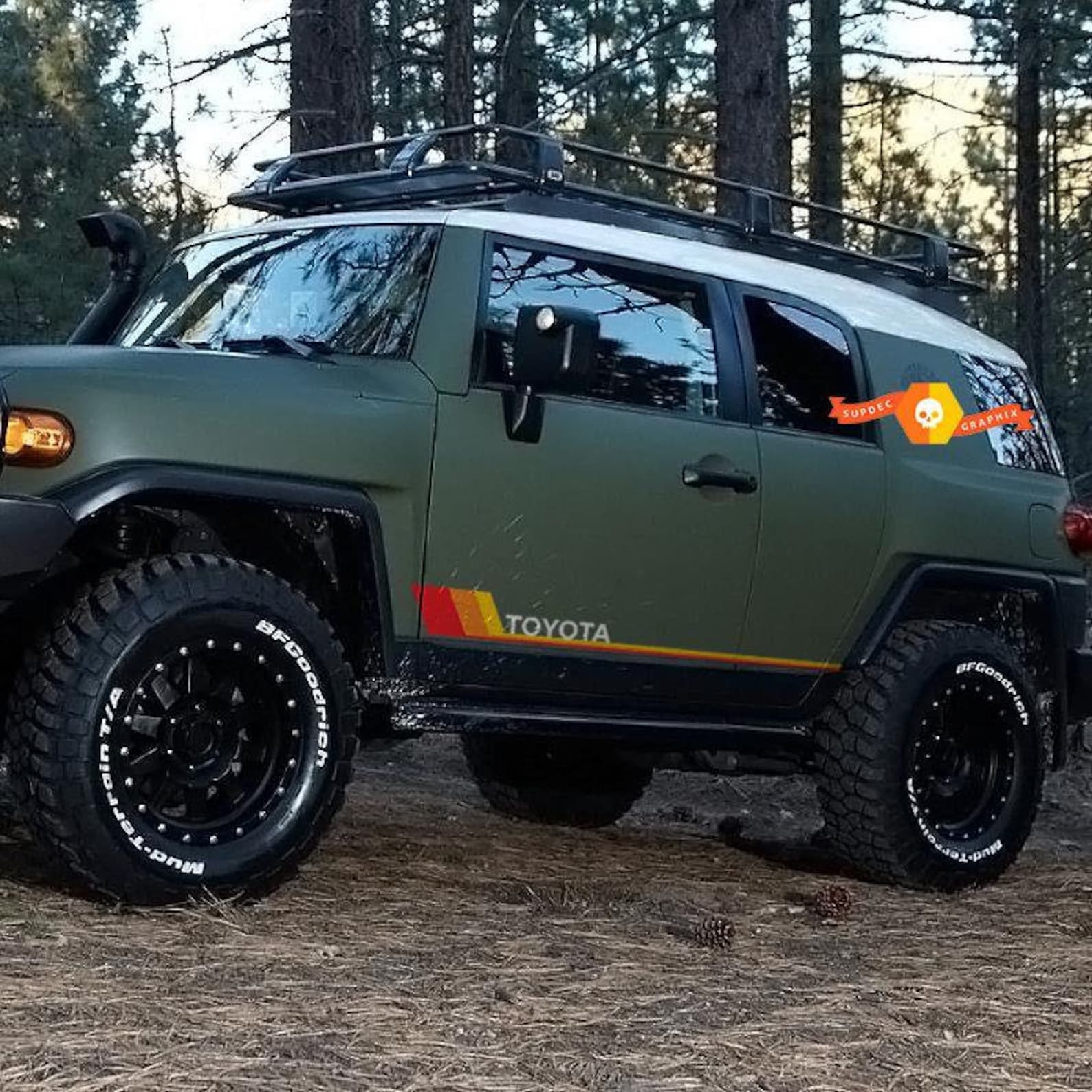Yellow Rocker Panel Decals FJ Cruiser Side Retro Vintage Rocker Panel Stripes Decal Graphics - Etsy
