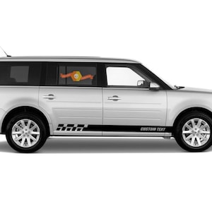 2x side Vinyl Stripes body decal vinyl  Rocker Panel graphics sticker Custom Text style 4 Fits for Ford Flex --  9833