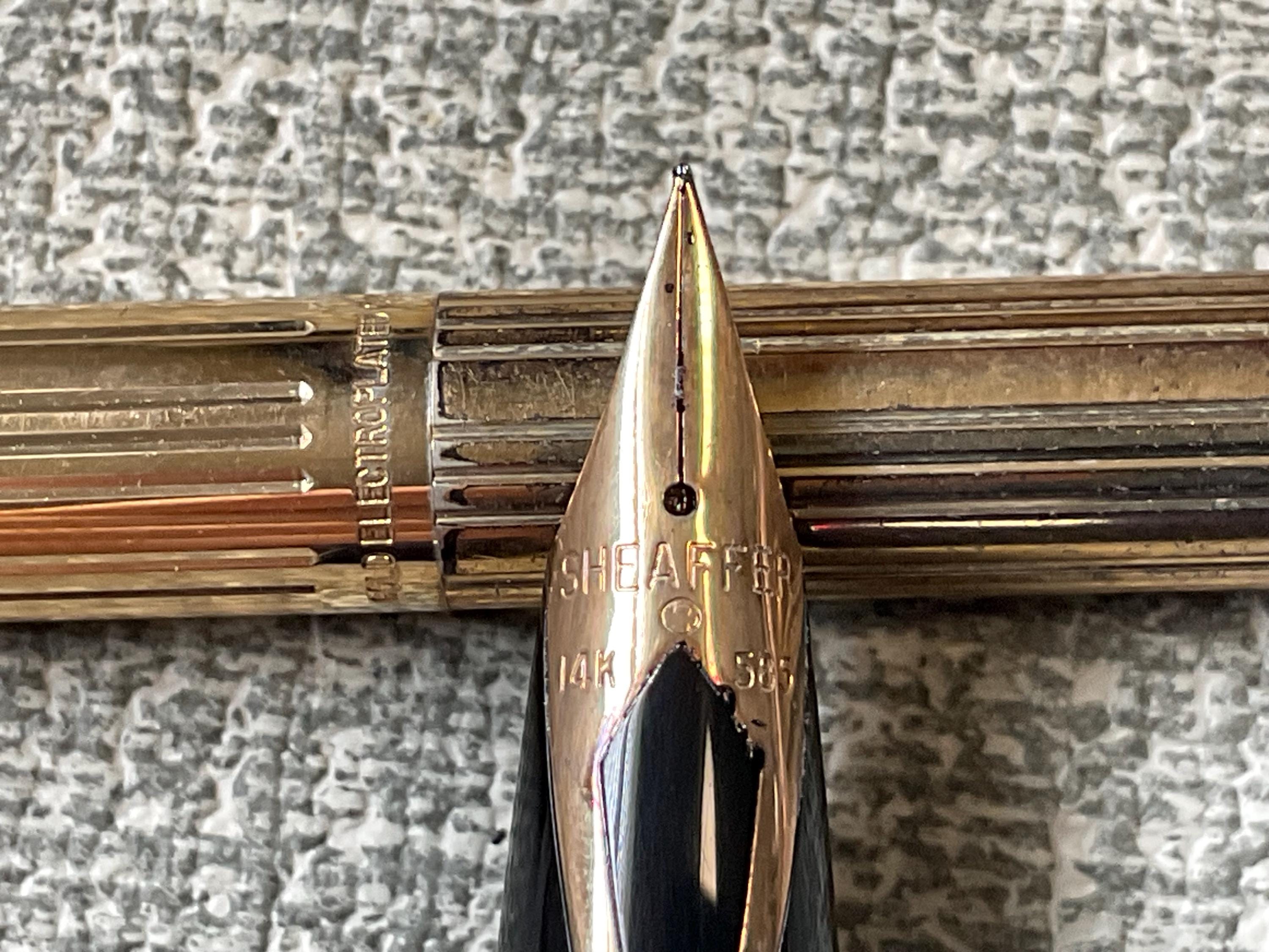 Vintage Sheaffer Gold Electroplated Fountain Pen With 14k Gold Nib