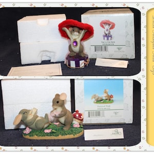 Choice Charming Tails You&#39;ve Got Style 84/134 Red Hat Mouse OR Fitz and Floyd Charming Tails Tickled Pink 89/132 M#25-346/347
