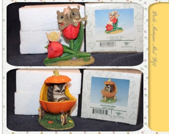 Choice Fitz and Floyd Charming Tails A Tulip for Two 98/221 OR Fitz Floyd Charming Tail Jack O Lantern Jalopy Raccoon M#24-305/306