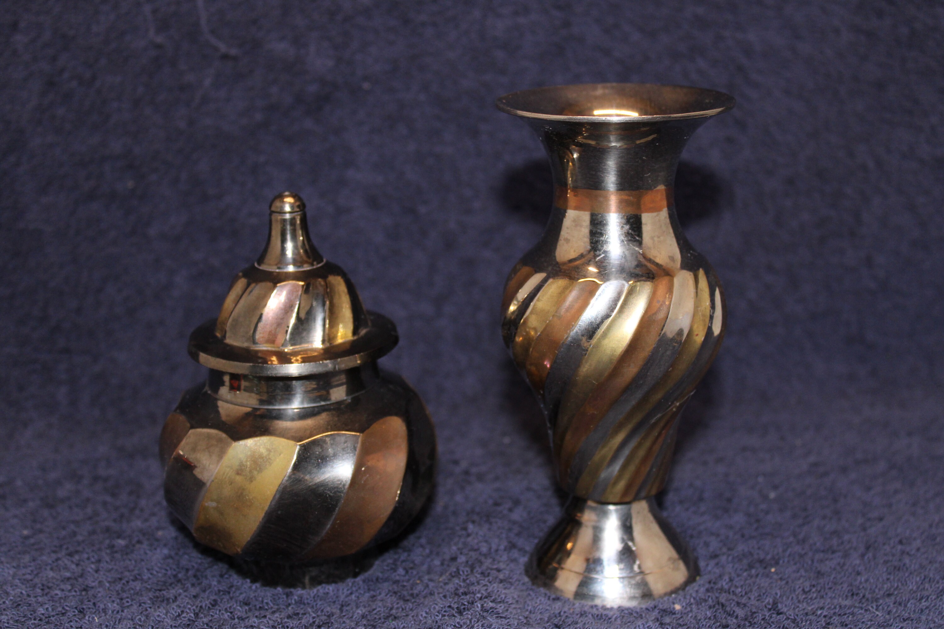 Vintage Commodore Solid Brass Lidded Urn & Vase Collection, Multi-Spiral Design