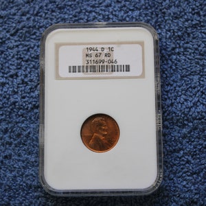 1944-D 1C Lincoln Wheat One Cent MS67RD Box 11
