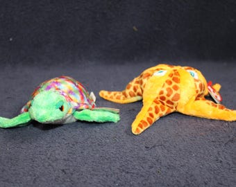 Choice : Ty Beanie Baby “Zoom” the Sea Turtle  OR Ty Collectible Beanie Babie Wish The Starfish Plush D8