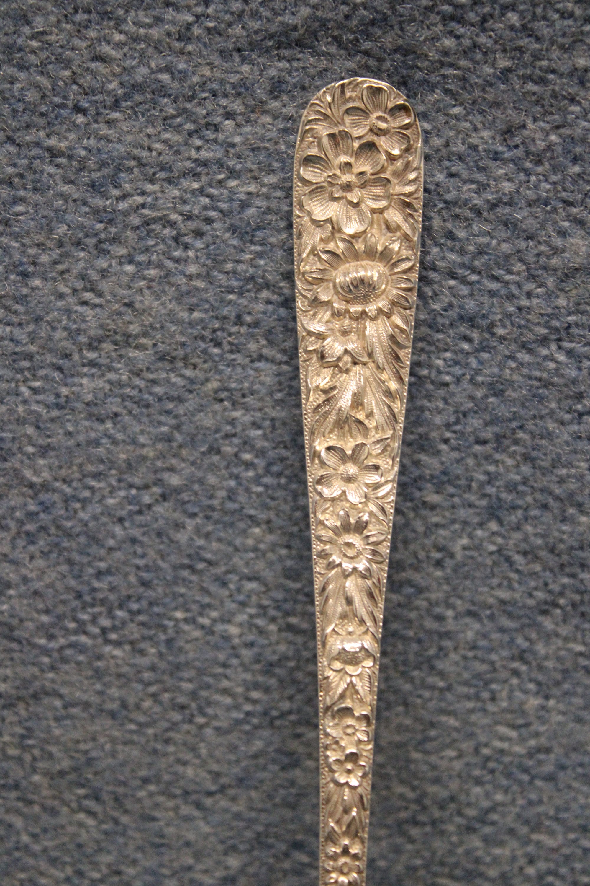 S Kirk Sons Sterling Silver Repousse Rose Lettuce Fork T#4-13