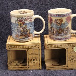 1998 Boyds Collection Bearware Pottery &quot;Life is a Daring Adventure Have Fun&quot; Mug Or Cheer Cheer Cheer #390508 Ceramic #111/112