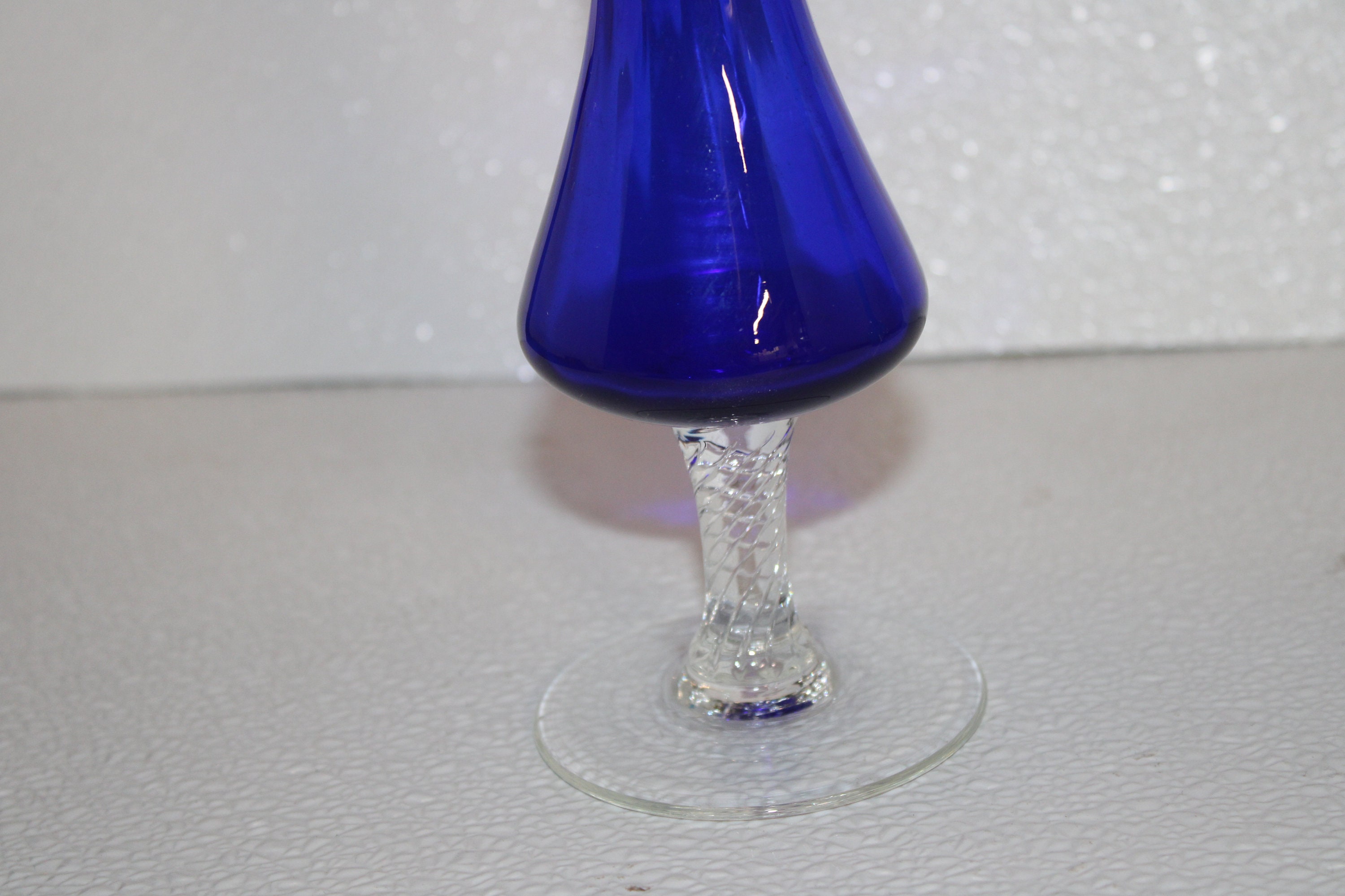 Vintage Cobalt Blue Tall Stem Glass Vase OR Vintage Blue Etsy