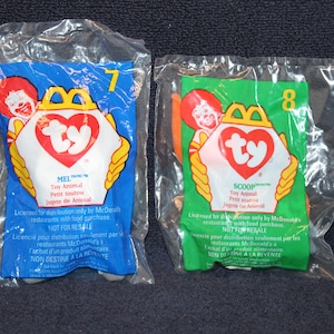 Choice Ty Beanie Baby Mel The Koala McDonalds Collectible OR McDonald’s Ty Teenie Beanie Babies Scoop The Pelican Box L#1
