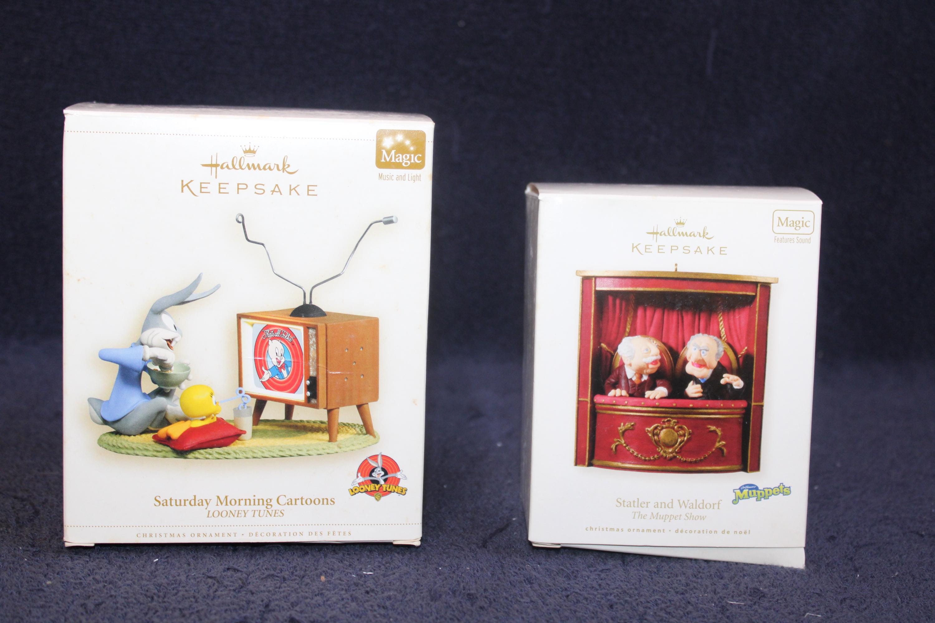 Choice : Hallmark Saturday Morning Cartoons Ornament Tweety Bugs Bunny OR Hallmark Keepsake The Muppets Show Statler and Waldorf Magic LA20