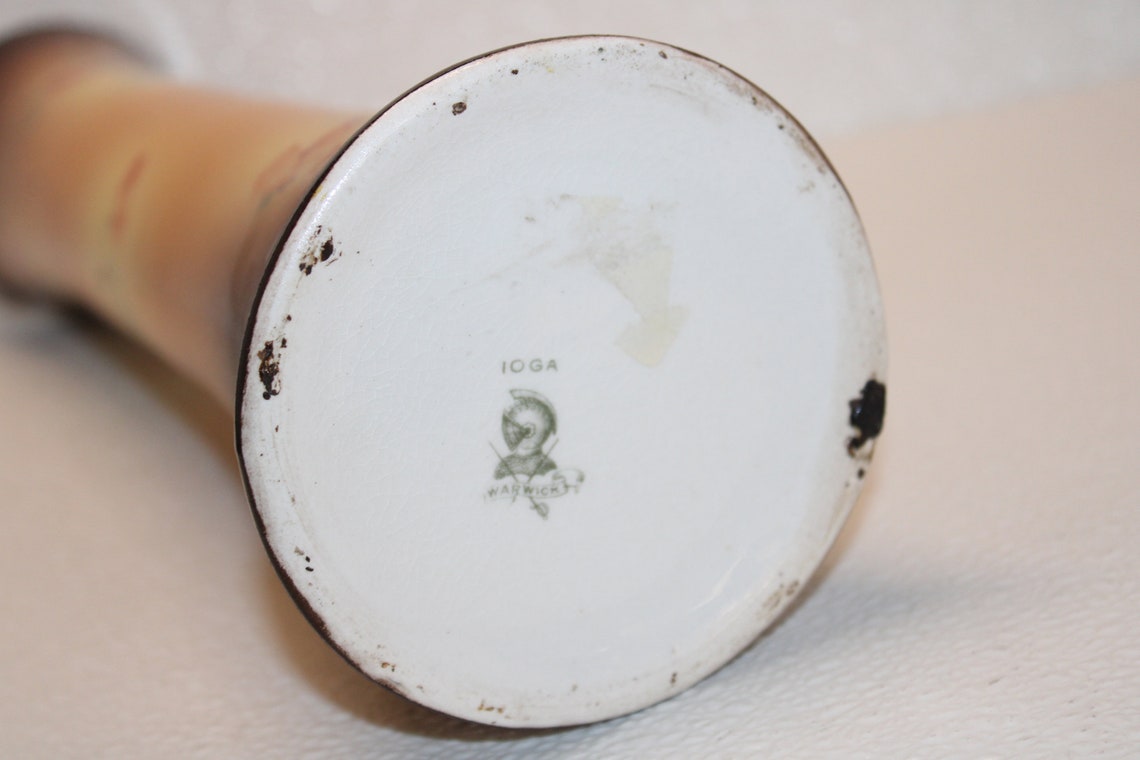 Antique WARWICK 10GA Pottery Porcelain Portrait Trumpet Vase Etsy