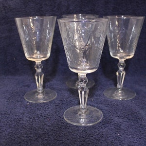 Rock Sharpe Wine Glasses Cut Floral Set Of 4, No Damage